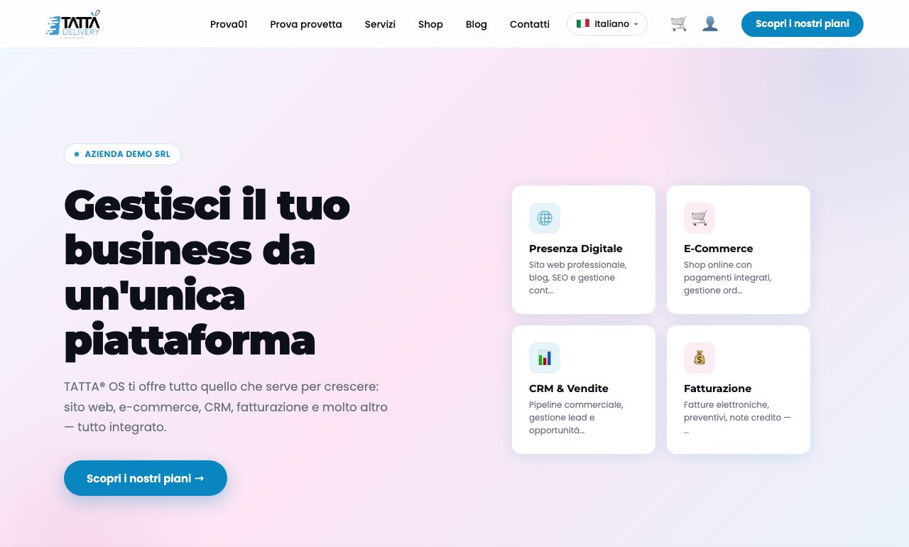 Home page professionale creata con Tattà OS